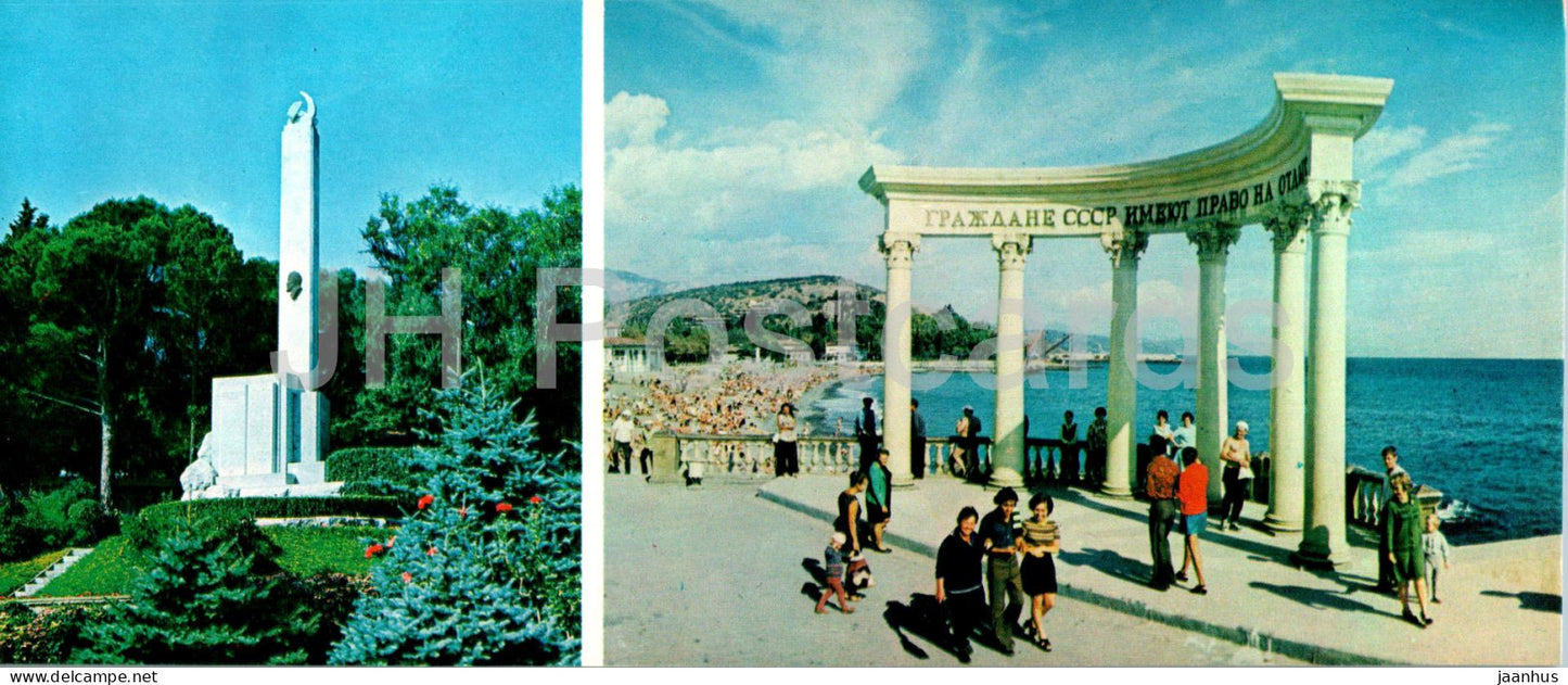 Yalta - Obelisk in Honour of Leninist decree - Alushta embankment - South Coast of Crimea - 1978 - Ukraine USSR - unused - JH Postcards