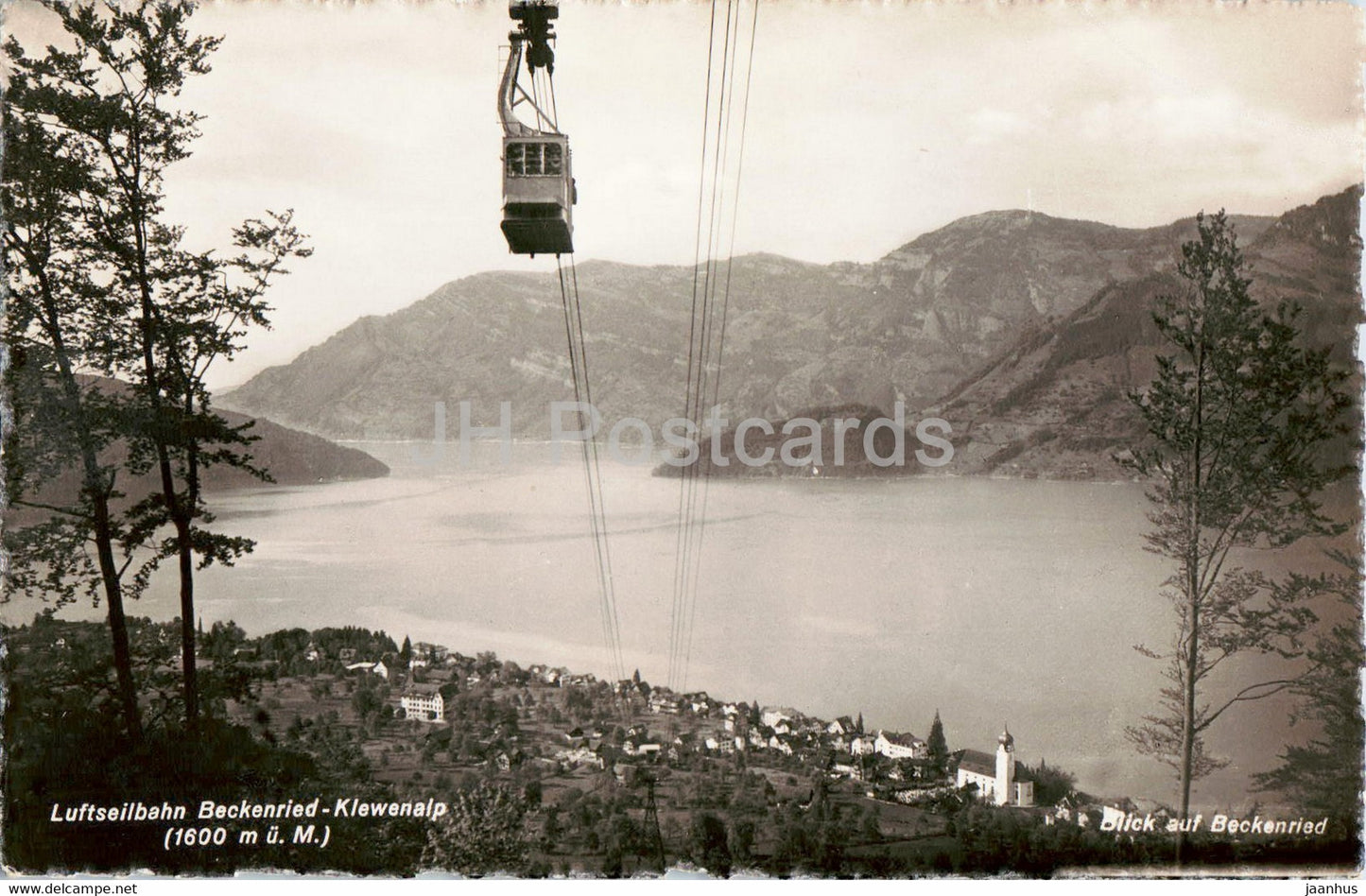 Luftseilbahn Beckenried - Klewenalp 1600 m - Blick auf - cable car - 3397 - old postcard - 1944 - Switzerland - used - JH Postcards