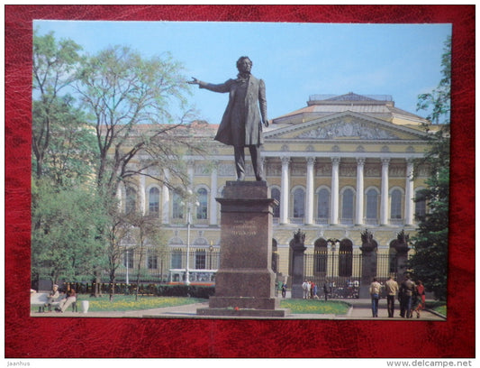 Leningrad - St- Petersburg - monument to Pushkin in Art square - 1983 - Russia - USSR - unused - JH Postcards