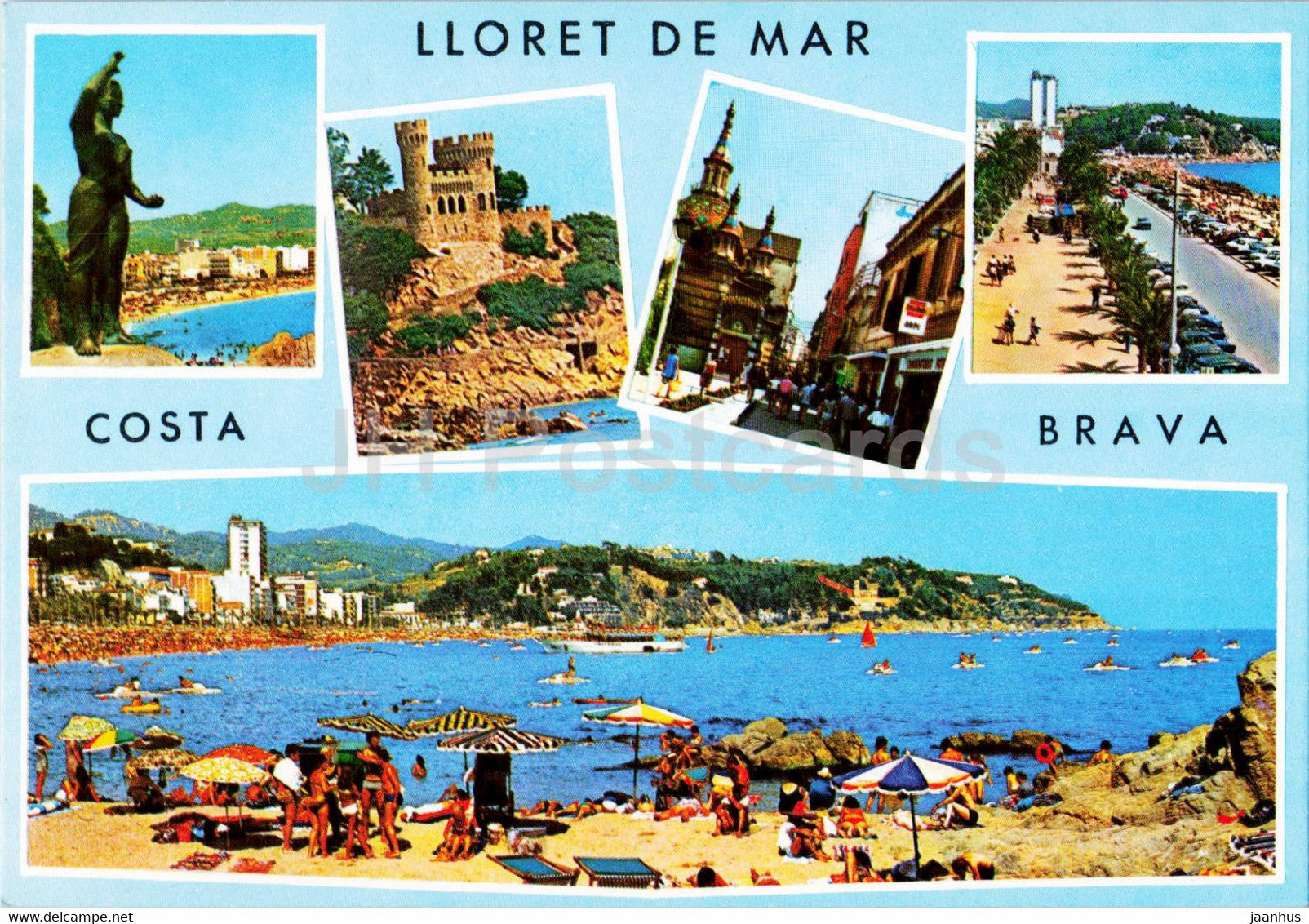 Lloret de Mar - Costa Brava - beach - multiview - Spain - unused - JH Postcards