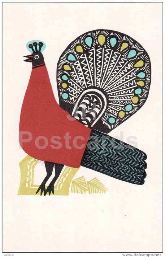 Bird of Paradise - illustration by V. Penzin - Decorative Birds and Animals - 1972 - Russia USSR - unused - JH Postcards