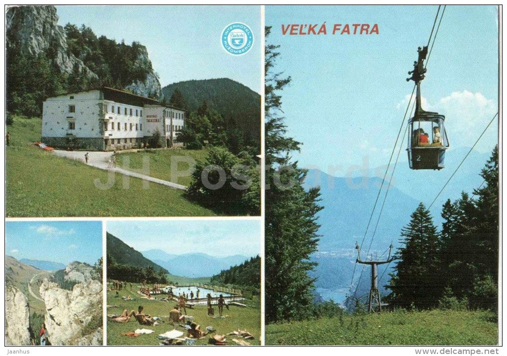 hotel Malina - swimming pool - Velka Vatra National Park - High Fatra - Czechoslovakia - Slovakia - used 1989 - JH Postcards