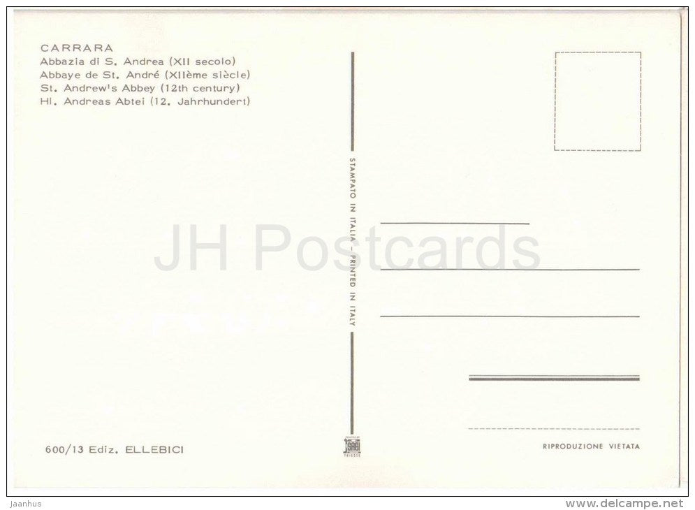 Abbazia di S. Andrea - abbey - Carrara - Toscana - 600/13 - Italia - Italy - unused - JH Postcards