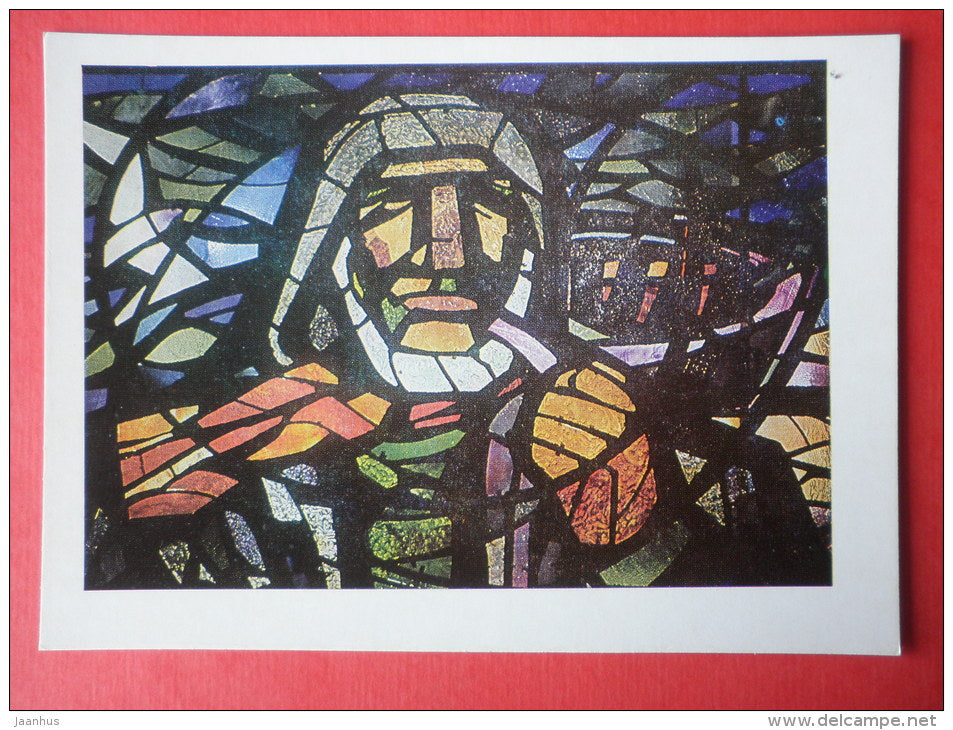 Fisherman by E. Cesnieks - Stained Glass - window - Latvia USSR - unused - JH Postcards