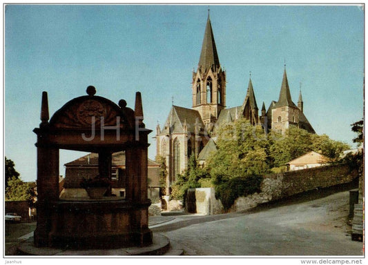 Weinstadt Oppenheim am Rhein - Katharienkirche mit 3-Geschlechter-Brunnen - church - 1975 gelaufen - JH Postcards