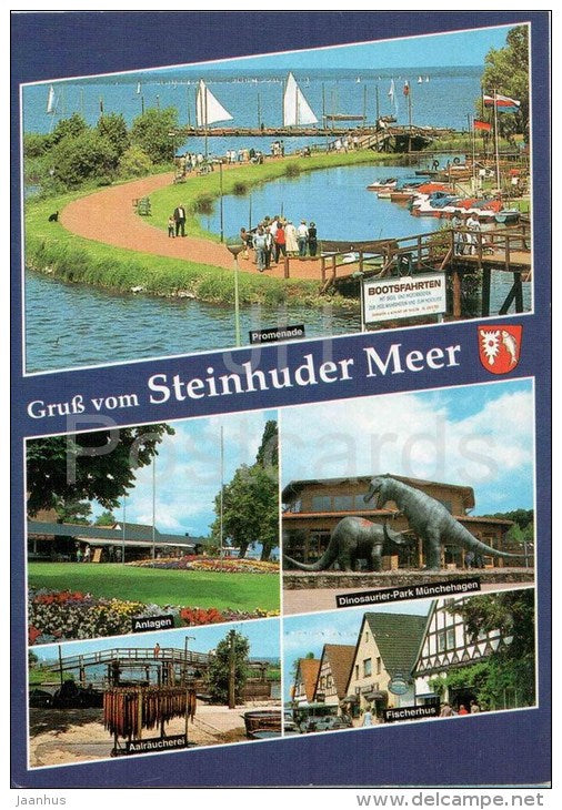 Gruss vom Steinhuder Meer - Promenade - Anlagen - Aalräucherei - Fischerhus - Stei 655 - Germany - 1994 gelaufen - JH Postcards