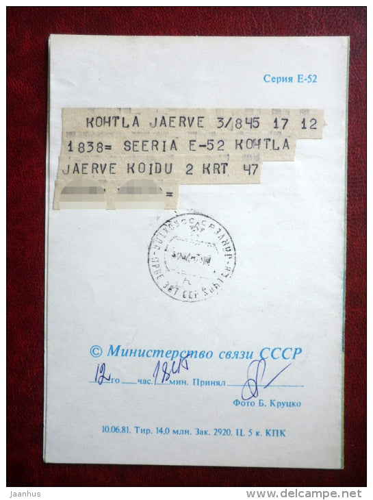 telegram - pink roses - flowers - 1981 - Russia USSR - used - JH Postcards