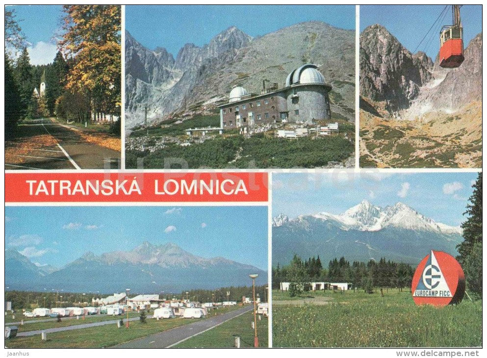 Tatranska Lomnica - camping area - cable car - Vysoke tatry - observatory - Czechoslovakia - Slovakia - unused - JH Postcards