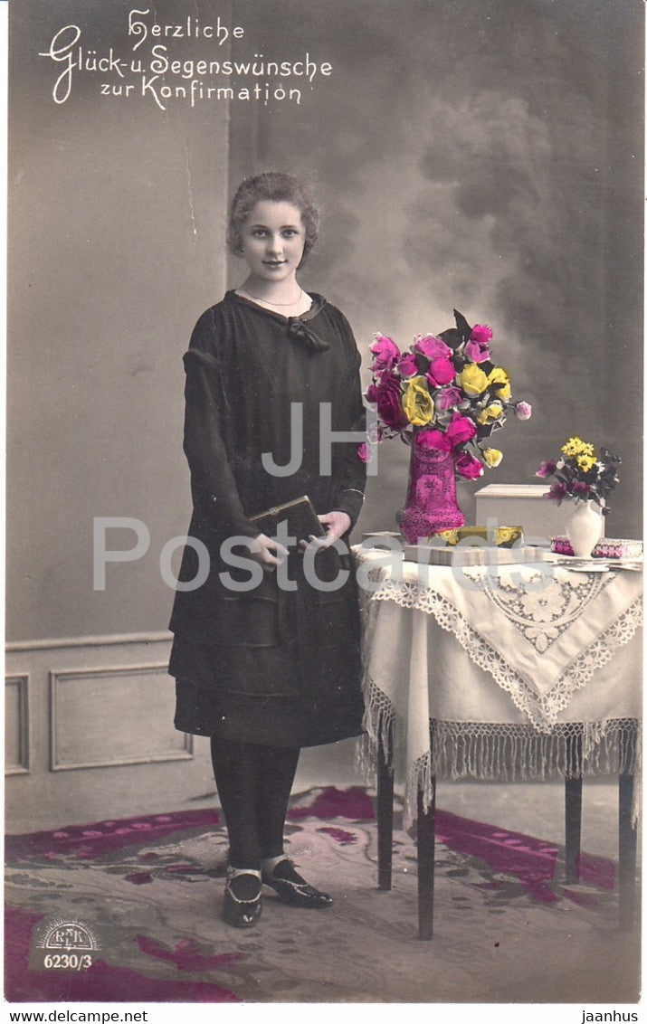 Greeting Card - Herzlichen Segenswunsch zur Konfirmation - girl - HB 6230/3 - old postcard - 1927 - Germany - used - JH Postcards