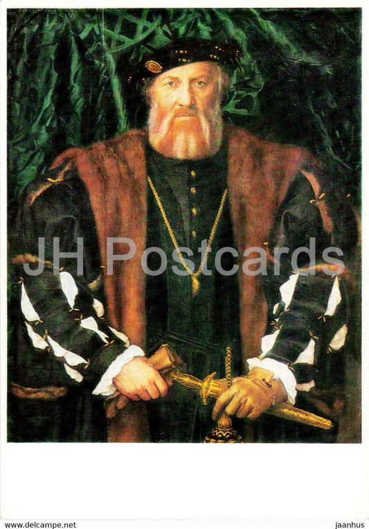 painting by Hans Holbein - Bildnis des Morette - German art - Germany DDR - unused - JH Postcards