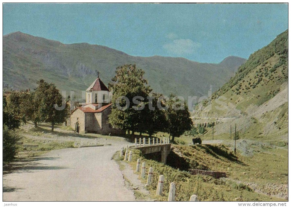 Mleta cathedral - church - Georgian Military Road - postal stationery - 1971 - Georgia USSR - unused - JH Postcards