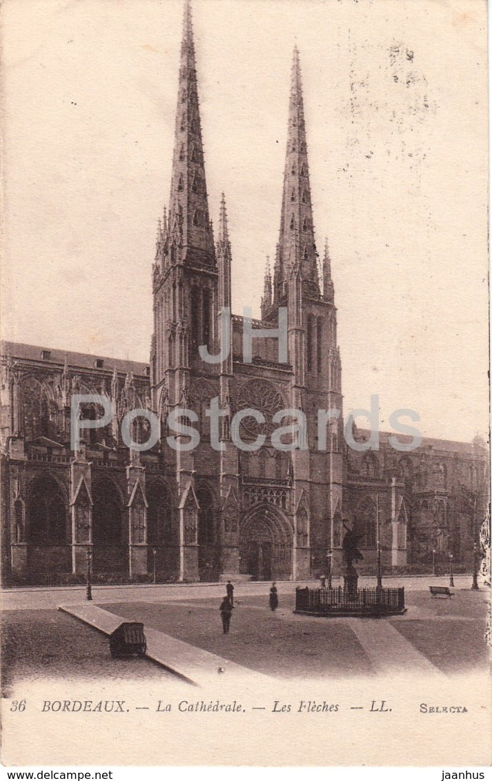 Bordeaux - La Cathedrale - Les Fleches - cathedral - 36 - old postcard - France - used