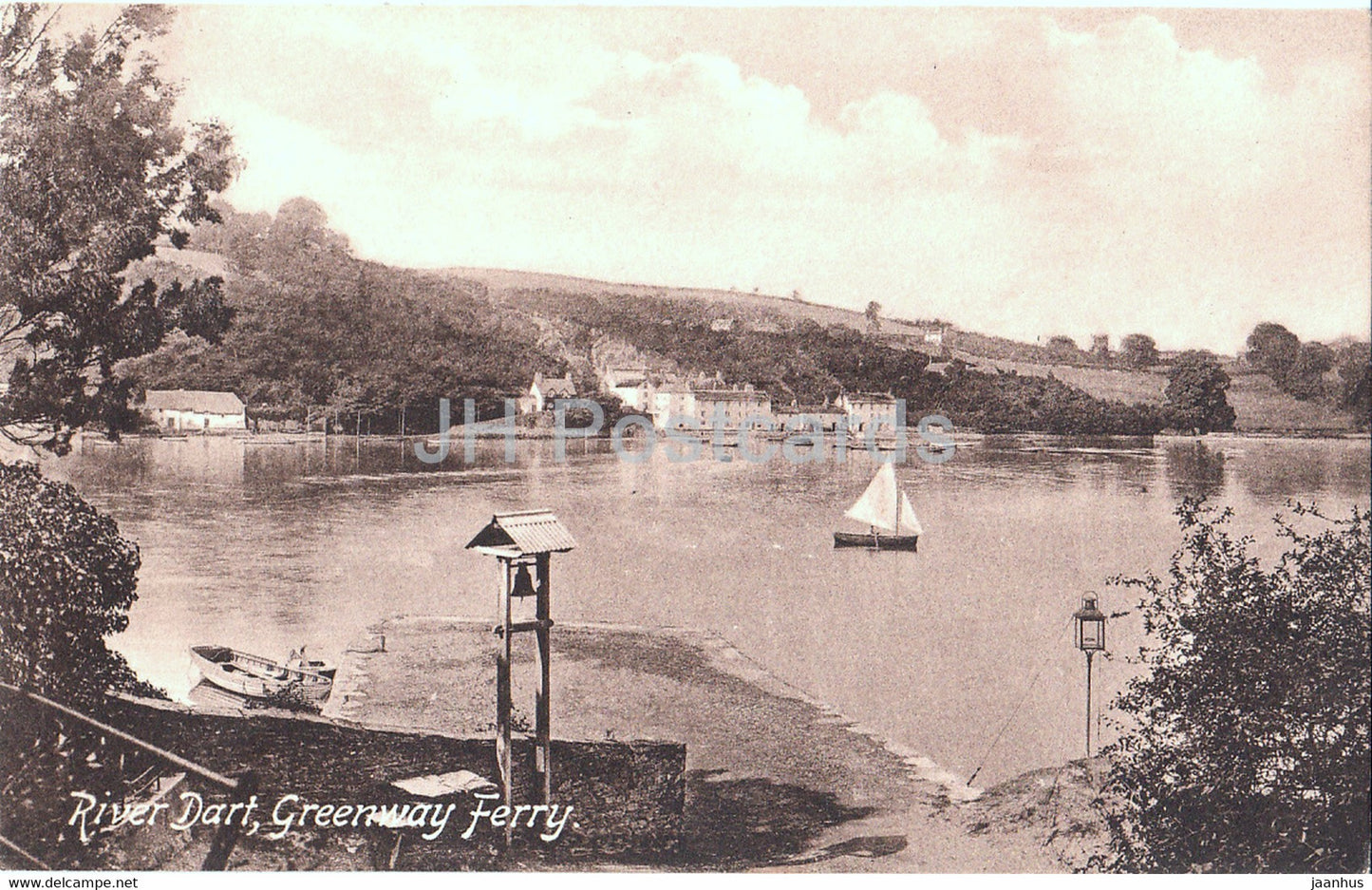 River Dart - Greenway Ferry - sailing boat - old postcard - England - United Kingdom - unused - JH Postcards