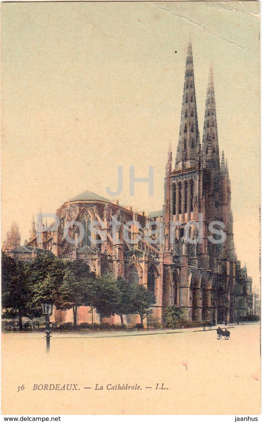 Bordeaux - La Cathedrale - cathedral - 36 - old postcard - France - used - JH Postcards