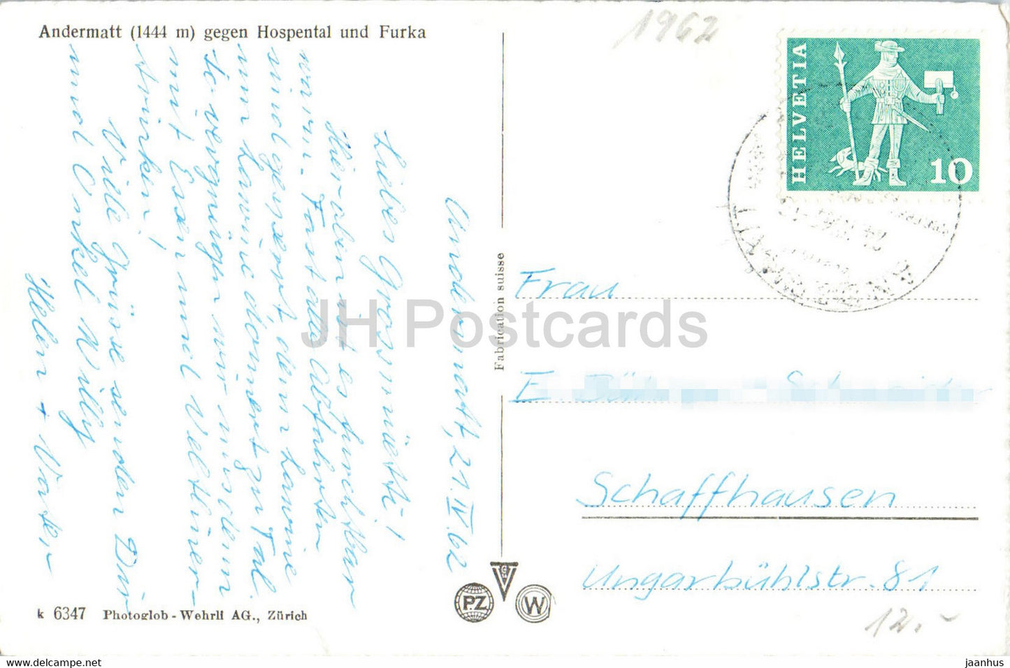 Andermatt 1444 m gegen Hospental und Furka - 6347 - 1962 - Switzerland - used