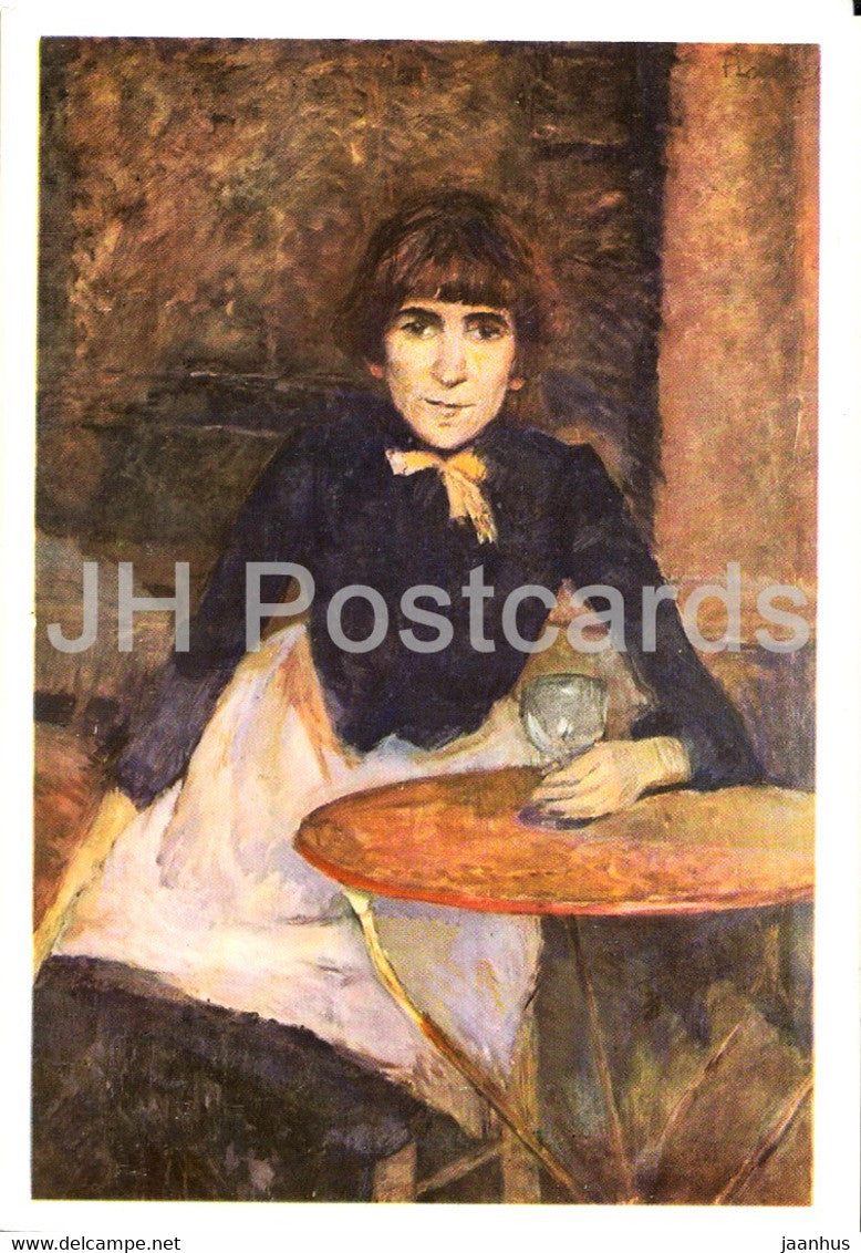 painting by Henri de Touluse Lautrec - Die Absinthtrinkerin - Woman drinking absinth - French art - Germany DDR - unused - JH Postcards