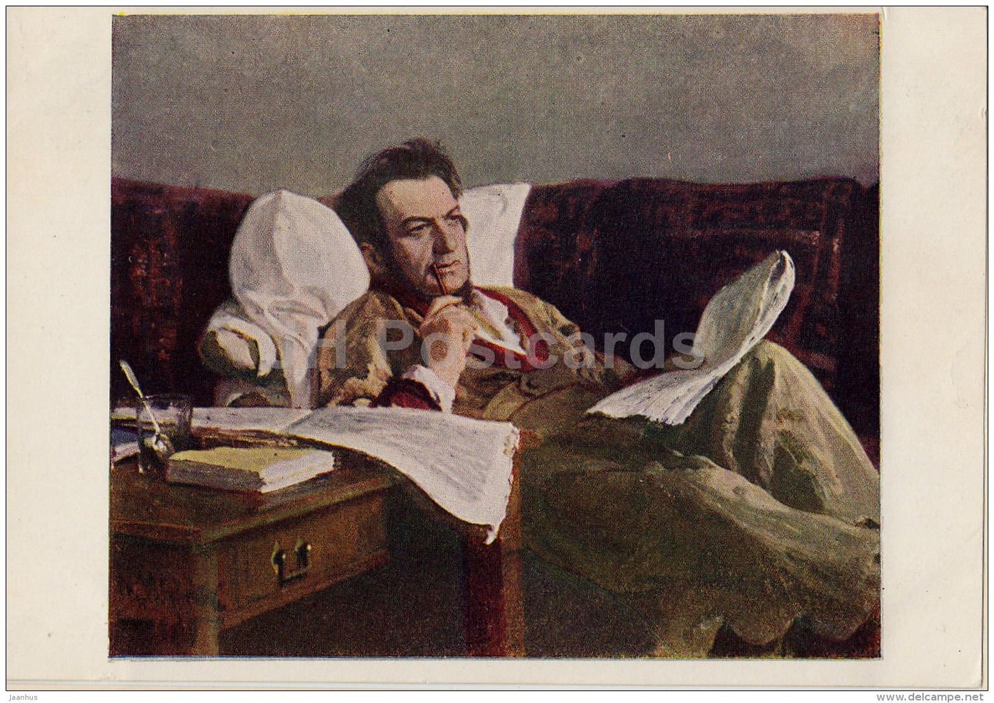 painting  by I. Repin - Russian composer M. Glinka - Russian art - 1951 - Russia USSR - unused - JH Postcards