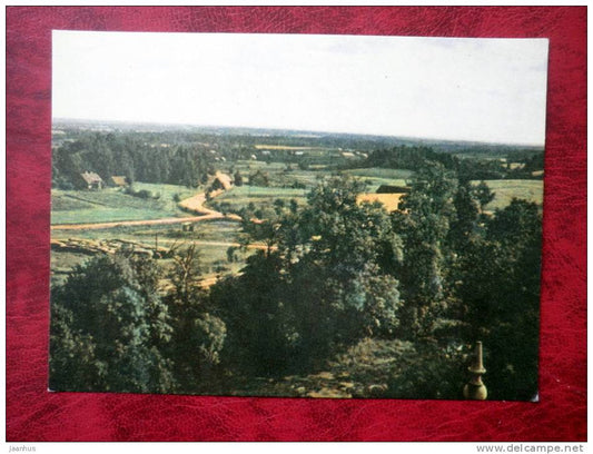 view from the tower of Cesvaine Secondary School - Latvia - USSR - unused - JH Postcards