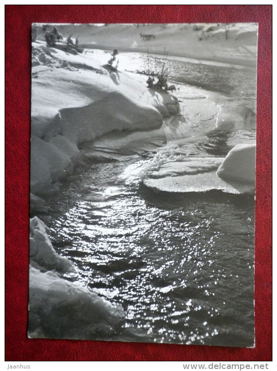 New Year Greeting card - winter river - 1966 - Estonia USSR - used - JH Postcards