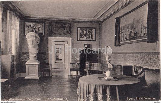 Goethe Haus in Weimar - Juno Zimmer I - old postcard - Germany - used - JH Postcards