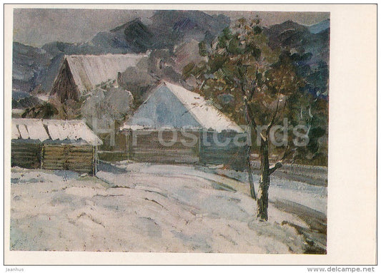 painting by A. Kiselyev - The First Snow , 1974 - Russian art - 1976 - Russia USSR - unused - JH Postcards