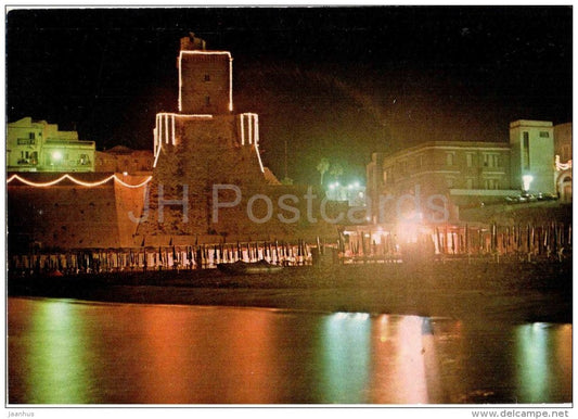 Il Castello (Notturno) - visto dalla spiaggia - castle - Termoli - Campobasso - Molise - Italia - Italy - unused - JH Postcards