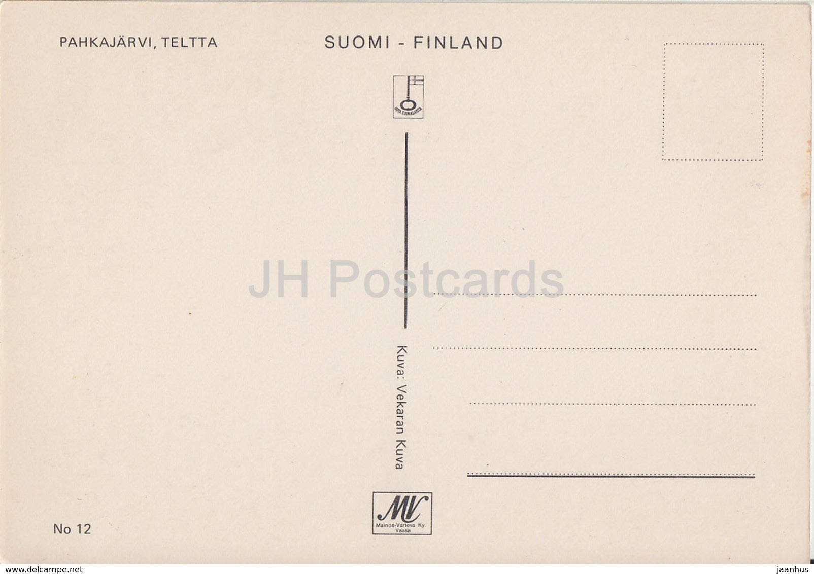 Pahkjärvi teltta - tent - soldiers - weapons - arms - Finland - unused - JH Postcards