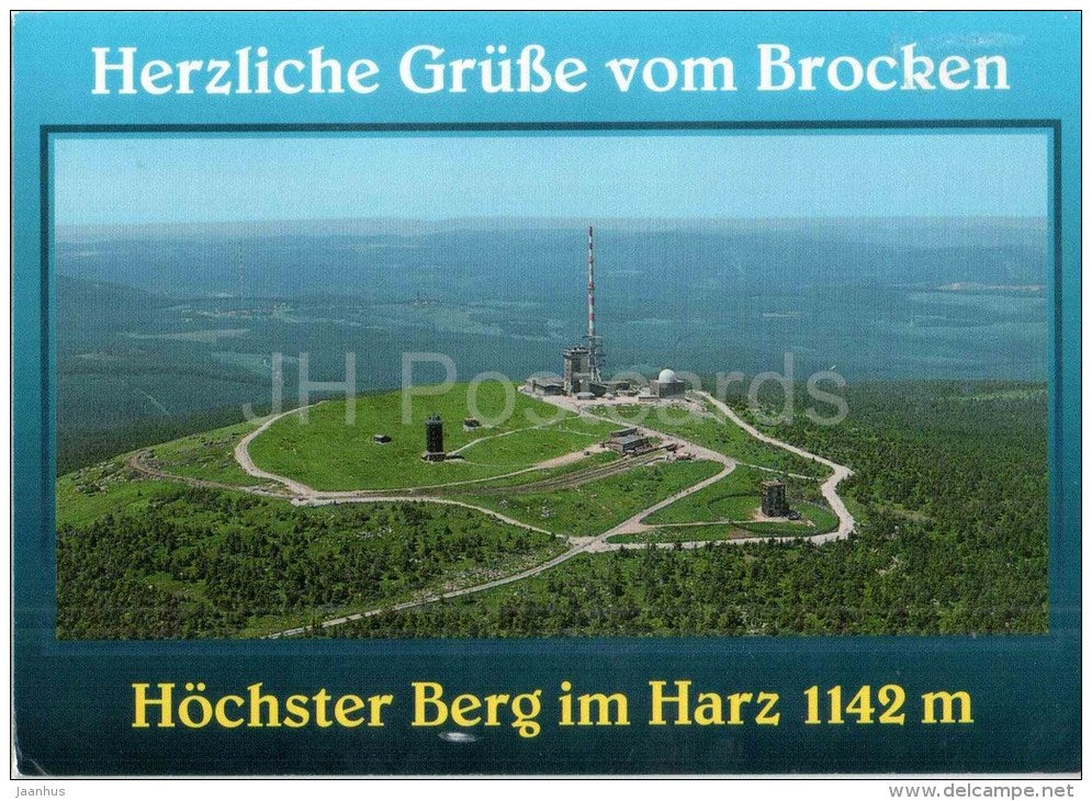 Herzliche Grüsse vom Brocken - Höchster Berg im Harz 1142 m - CS 8158 - Germany - 2003 gelaufen - JH Postcards