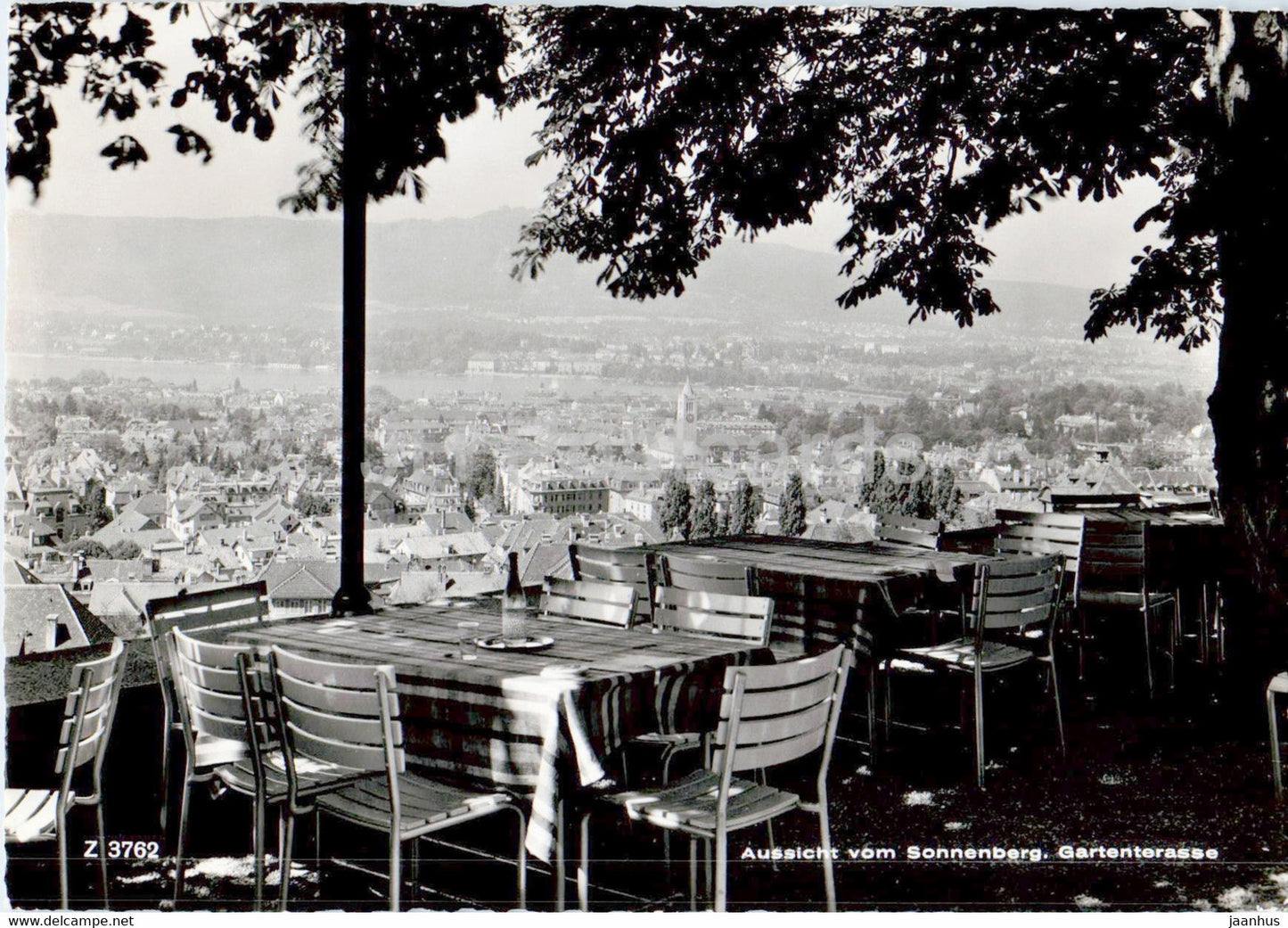 Zurich - Hotel Restaurant Sonnenberg - Aussicht vom Sonnenberg - Gartenstrasse 1955 - old postcard - Switzerland - used - JH Postcards