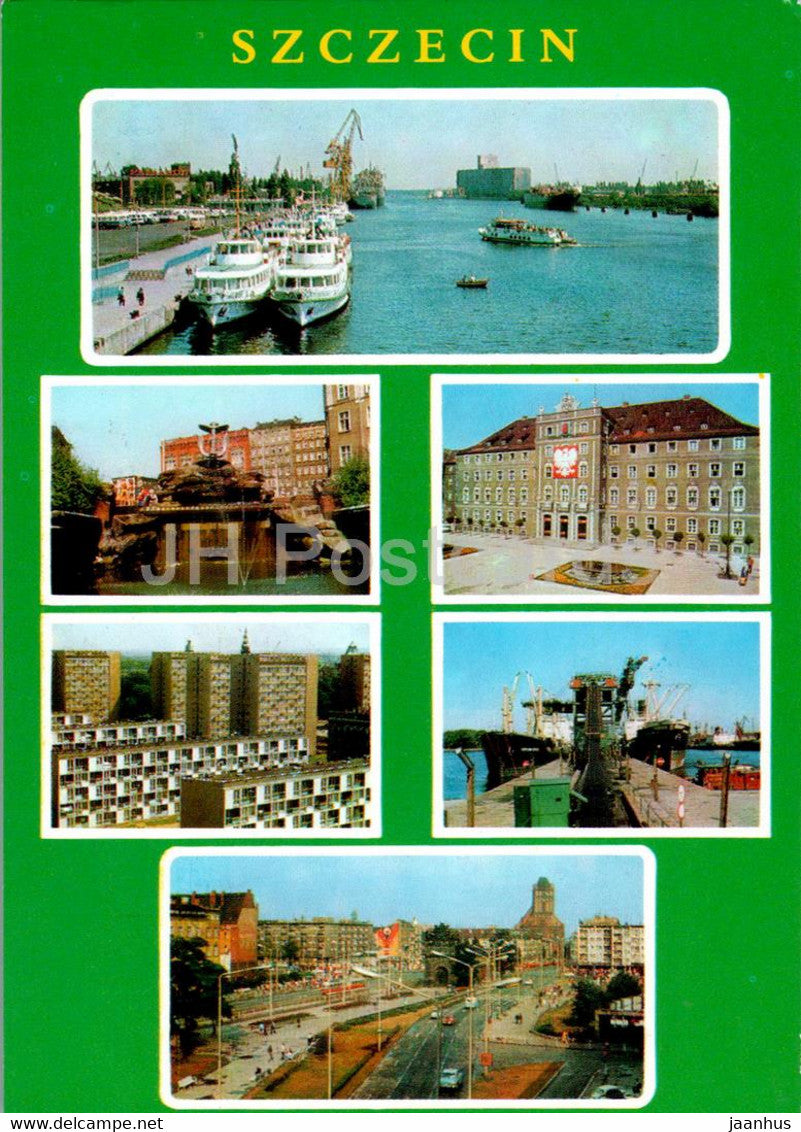 Szczecin - Brama Portowa - Biala flota na Odrze - ship - multiview - Poland - unused - JH Postcards