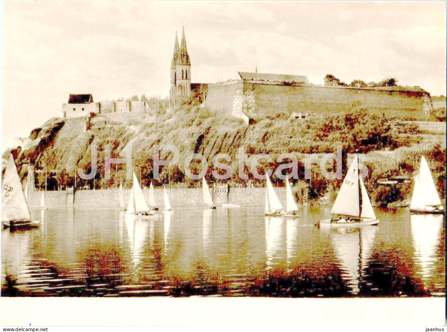 Praha - Prague - Vysehrad - sailing boat - old postcard - Czech Republic - Czechoslovakia - unused - JH Postcards