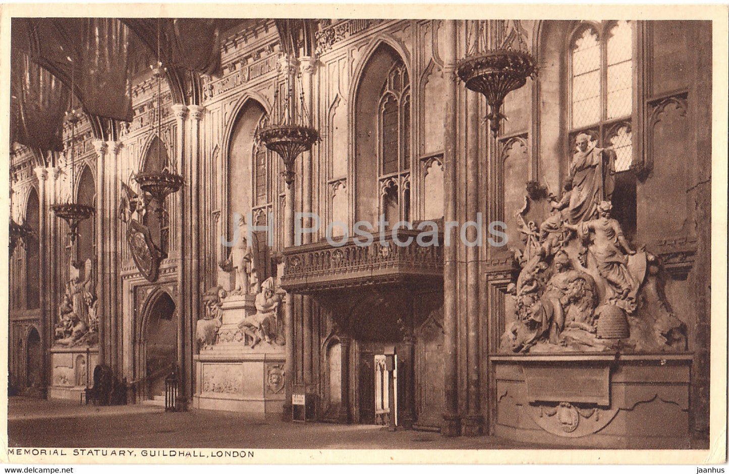 London - Memorial Statuary - Guildhall - old postcard - 1937 - England - United Kingdom - used - JH Postcards