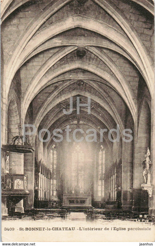 St Bonnet le Chateau - L'Interieur de l'Eglise paroissiale - 3409 - old postcard - France - unused - JH Postcards