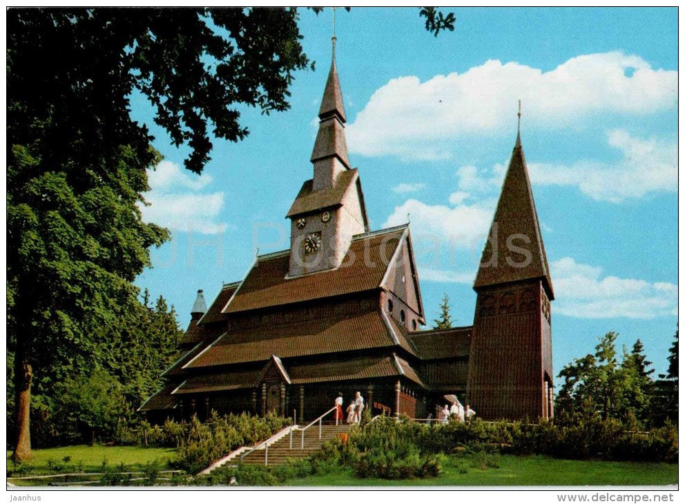 Goslar - Hahnenklee - Nordische Stabholzkirche - wooden church - Germany - 1991 gelaufen - JH Postcards