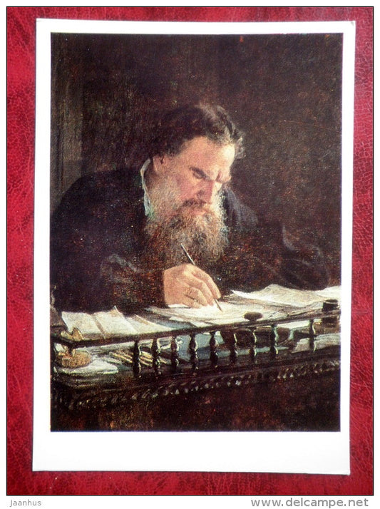 Painting by N. Ge - Portret of Lev Tolstoy, writer . 1884 - russian art - unused - JH Postcards