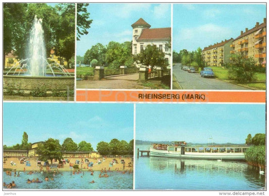 Rheinsberg - Mark - Springbrunnen am Platz der Befreiung - Schlosss - Freibad - Germany - gelaufen - JH Postcards