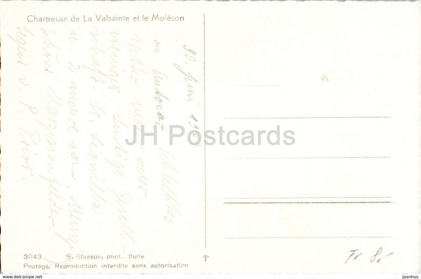 Chartreuse de la Valsainte et le Moleson - 3043 - old postcard - 1949 - Switzerland - used