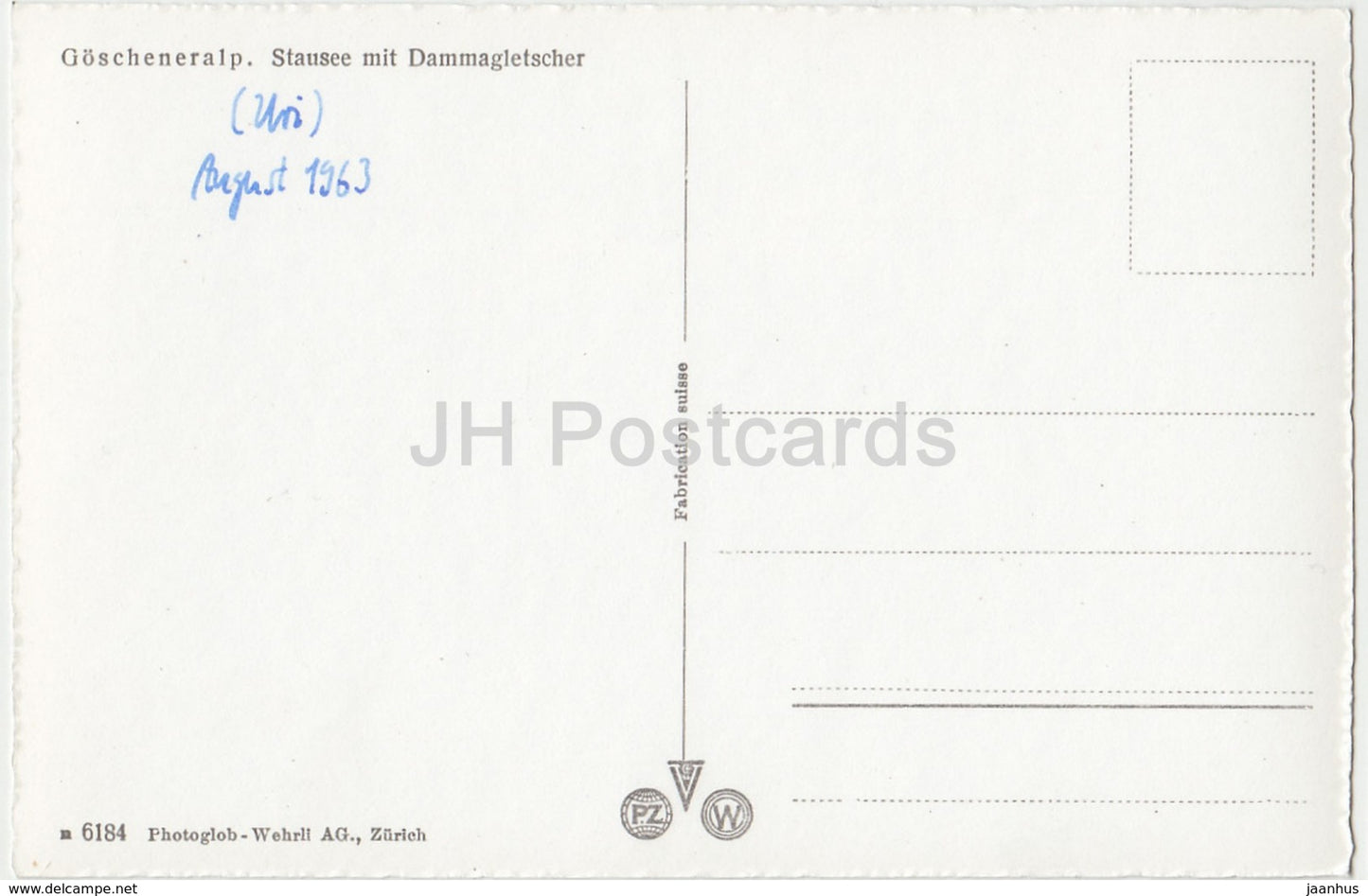 Goscheneralp - Stausee mit Dammagletscher - 6184 - Switzerland - 1963 - used