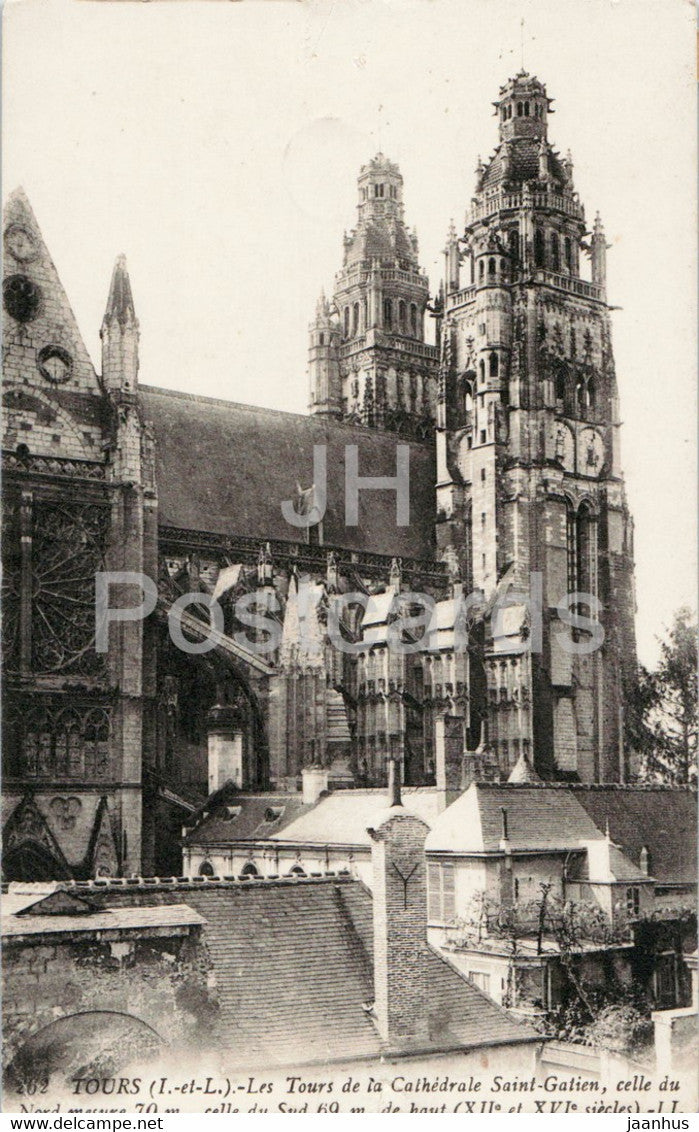 Tours - Cathedrale Saint Gatien - cathedral - 262 - old postcard - 1913 - France - used - JH Postcards