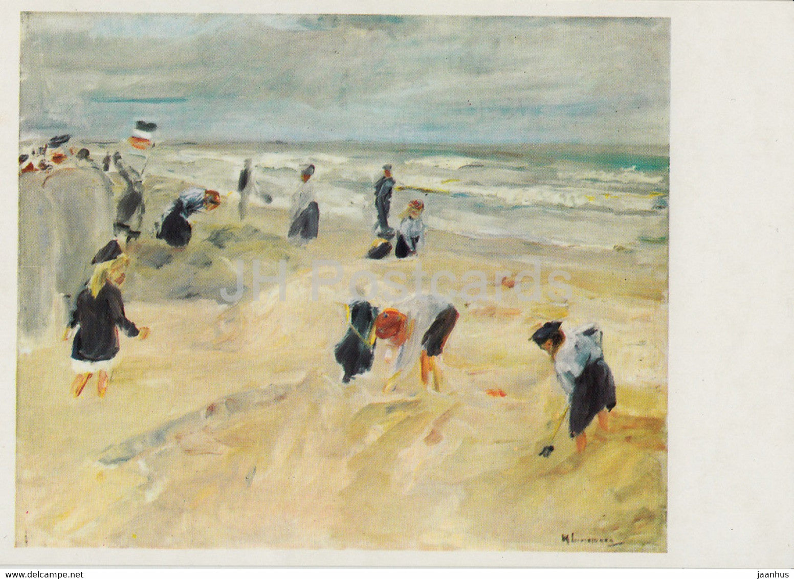 painting by Max Liebermann - Strandszene in Noordwijk - 1700 - German art - Germany DDR - unused - JH Postcards