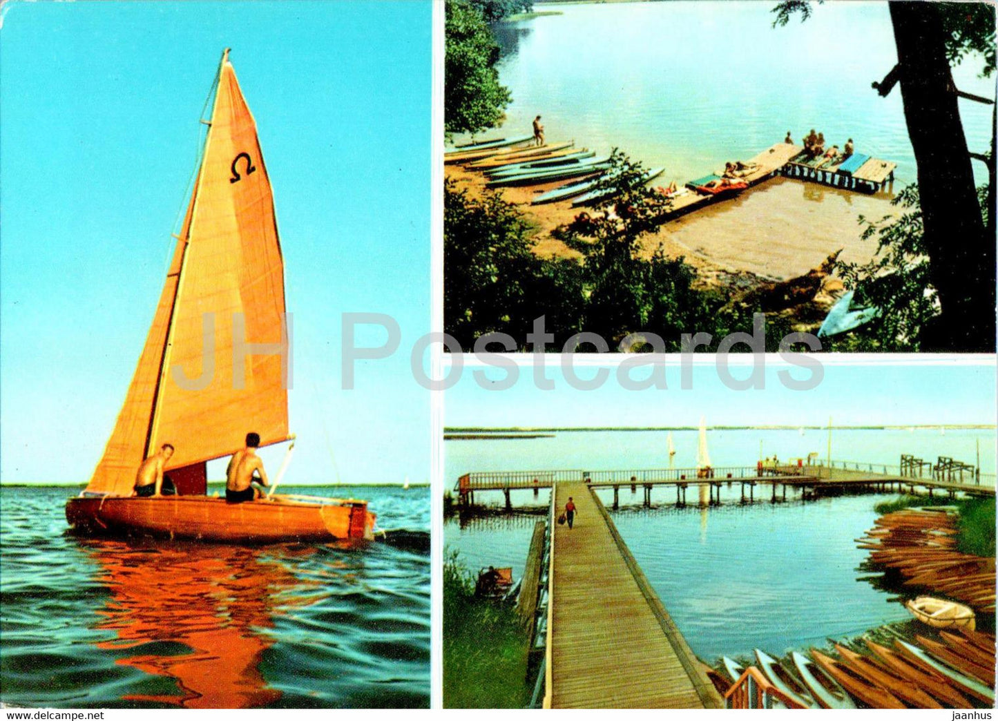 Pojezierze Mazurskie - Jezioro Mamry - Przystan zeglarska - lake - sailing boat - multiview - Poland - unused - JH Postcards