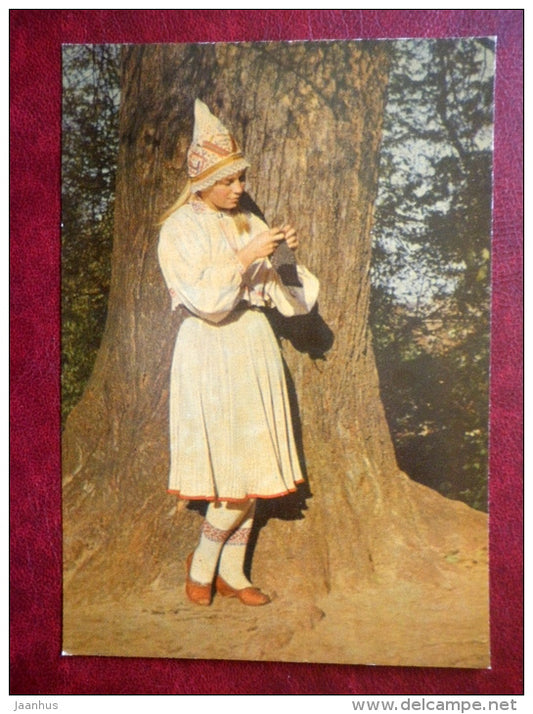 Estonian Folk Costumes - a woman from the isle of Kihnu - 1969 - Estonia USSR - unused - JH Postcards