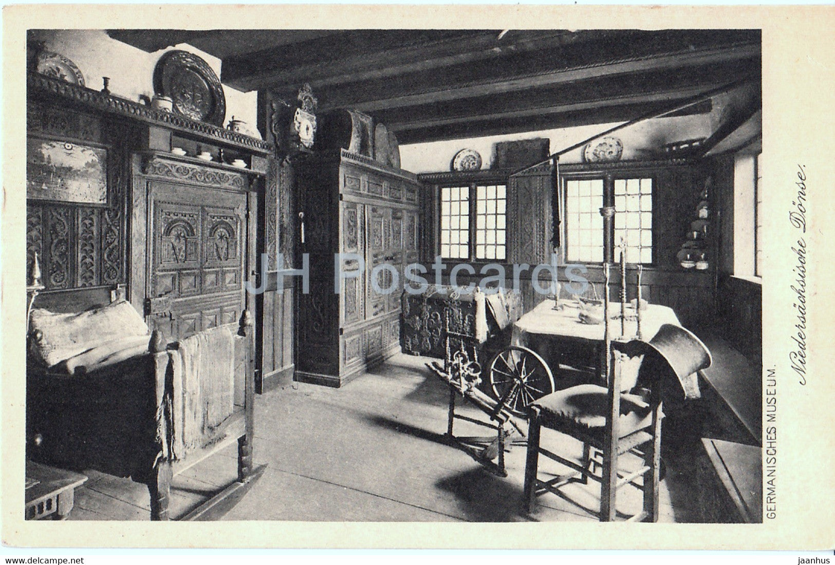 Nurnberg - Germanisches Museum - Niedersachsische Donse - spinning wheel - old postcard - Germany - unused - JH Postcards