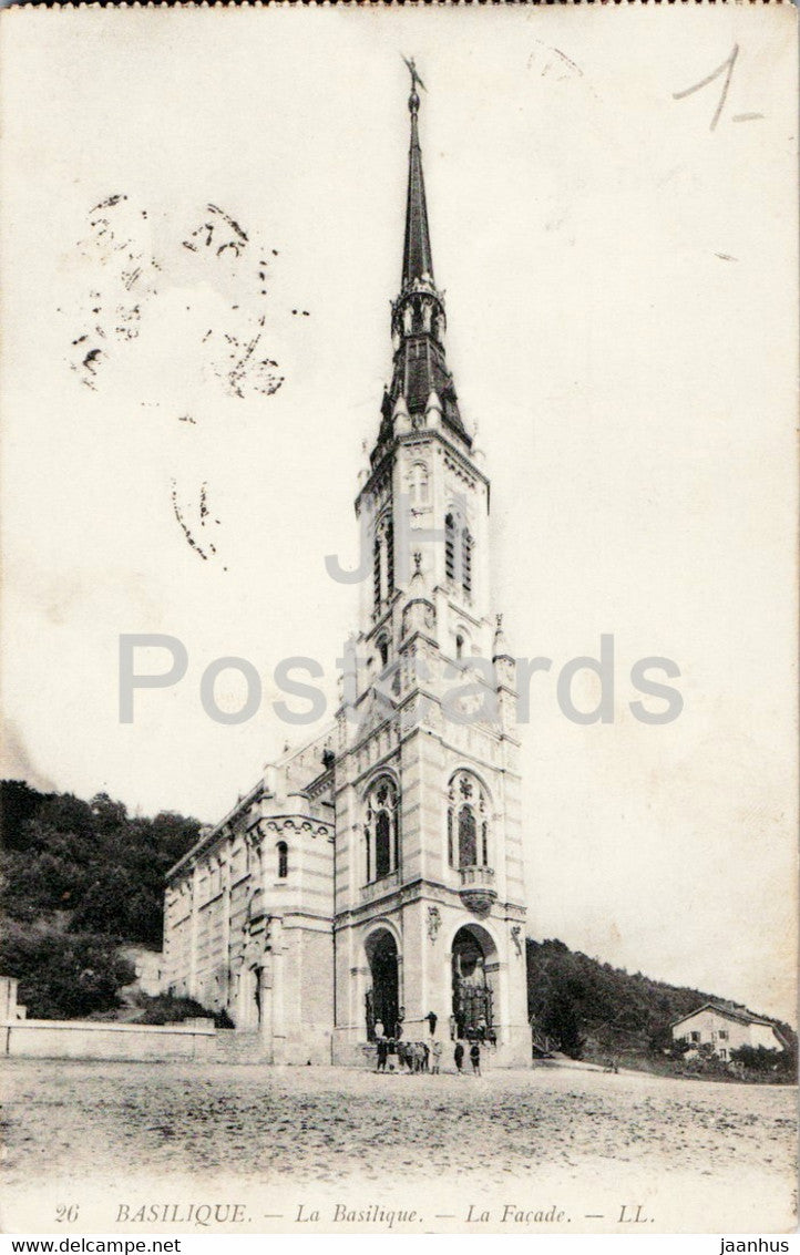 Basilique - La Basilique - La Facade - cathedral - 26 - old postcard - 1913 - France - used - JH Postcards