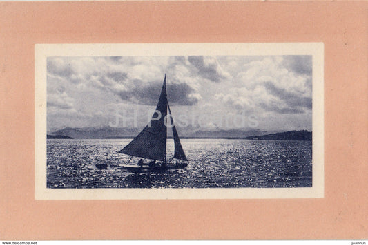 Stimmungsbild vom Starnberger See - sailing boat - old postcard - Germany - unused - JH Postcards