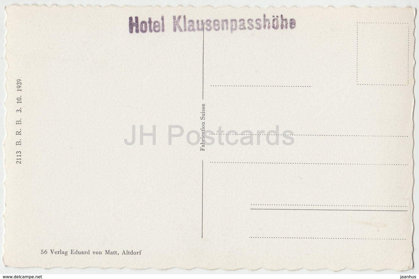 Klausenstrasse gegen Urnerboden mit Ortstock - 56 - Switzerland - old postcard - unused