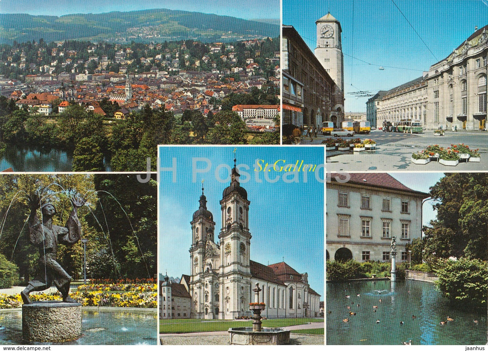 St Gallen - multiview - church - view - 7503 - 1977 - Switzerland - used - JH Postcards