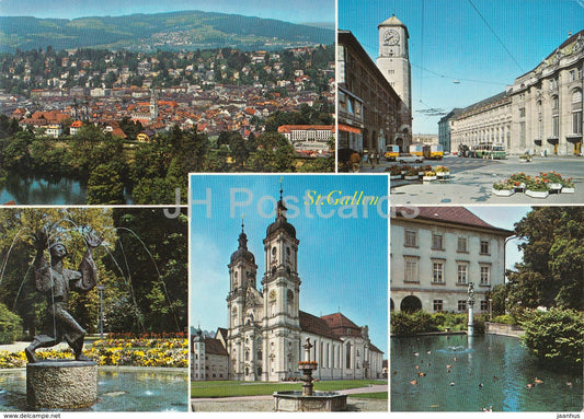 St Gallen - multiview - church - view - 7503 - 1977 - Switzerland - used - JH Postcards