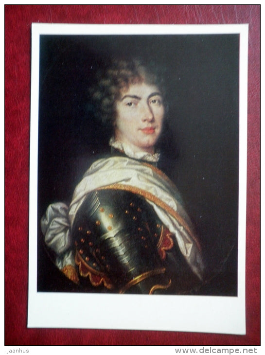 painting by Pierre Mignard , Young Man wearing a Coat of Mail -  french art - unused - JH Postcards