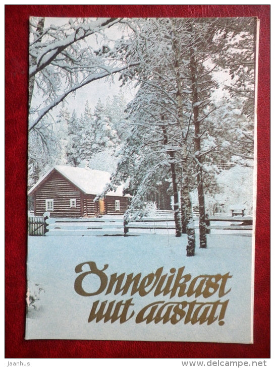 New Year Greeting card - farm - winter - 1988 - Estonia USSR - used - JH Postcards